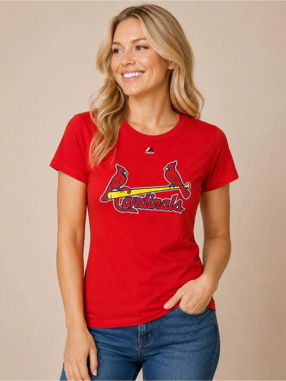 Majestic St Louis Cardinals Adam Wainwright #50 Women’s Shirt Red Est Large